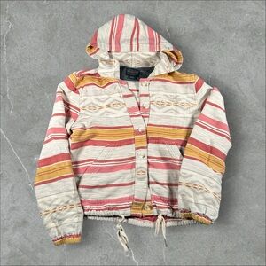 Pendleton Hoodie Womens XS Pink White‎ Aztec Lightweight Navajo Western Shacket